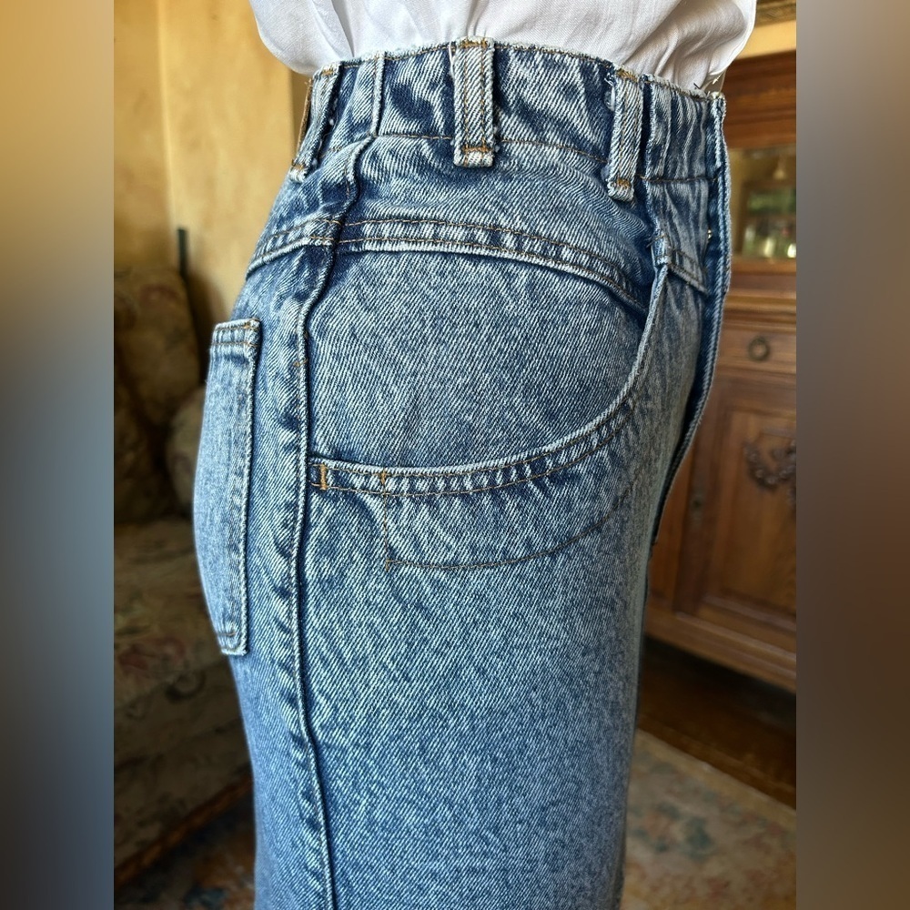 Vintage 80s Whipp Denim Midi Skirt 3 - Picture 7 of 14